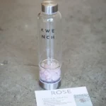 Glass Crystal Water Bottle | Quartz | Rose - Image 2